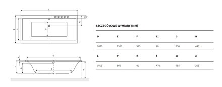 Excellent PRYZMAT 160,5x75,5 VAŇA OBDĹŽNIKOVÁ, biela akrylátová WAEX.PRY16WH