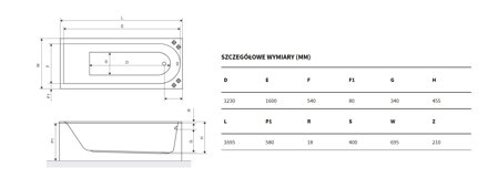 Excellent AURUM SLIM VAŇA OBDĹŽNIKOVÁ, 169,5x70, biela akrylátová WAEX.AUR17WHS