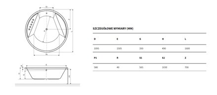Excellent GREAT ARC VAŇA OKRÚHLA 160, biela akrylátová WAEX.GRE16WH