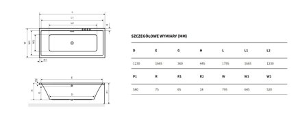 Excellent HEAVEN SLIM VAŇA OBDĹŽNIKOVÁ, 180x80, biela akrylátová WAEX.HEV18WHS