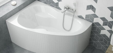 Excellent NEWA PLUS VAŇA ROHOVÁ 150x95 ľavá, biela akrylátová WAEX.NEL15WH