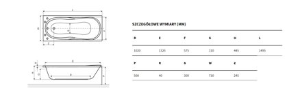 Excellent SEKWANA VAŇA OBDĹŽNIKOVÁ 149,5x71 biela akrylátová WAEX.SEK15WH