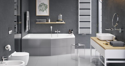Excellent VESPER VAŇA ROHOVÁ ASYMETRICKÁ 160x100 ľavá, biela akrylátová WAEX.VEL16WH