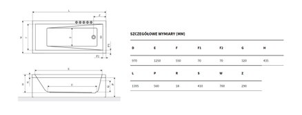 Excellent WAVE SLIM VAŇA OBDĹŽNIKOVÁ, 139,5x70, biela akrylátová WAEX.WAV14WHS