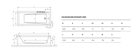 Excellent WAVE SLIM VAŇA OBDĹŽNIKOVÁ, 169,5x75, biela akrylátová WAEX.WAV170.75WHS