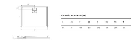 Excellent ZERO OBDĹŽNIKOVÁ SPRCHOVÁ VANIČKA 170x80 biela z akrylátu BREX.1203.170.080.WHN