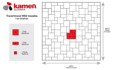 Kameň Slovakia TRAVERTÍN ANTIK COFFEE ATR55 MINI MOZAIKA hr.3 cm obklad / dlažba