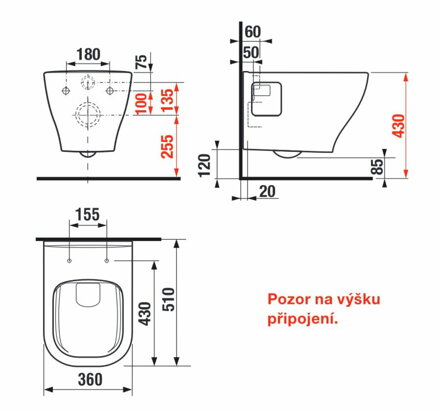 Jika WC MISA DEEP-N Rimless závesná + sedátko SLOWCLOSE, biele H8666160000001