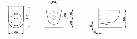 Laufen Pro ZÁVESNÉ WC S DOSKOU SLIM, SKLÁPANÍM SOFTCLOSE, biele H8669530000001