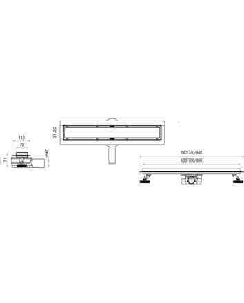 LaVita PLATE PODLAHOVÝ ŽĽAB S ROŠTOM 800mm, chróm