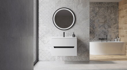 LaVita DAFNE 80 ZRKADLO OKRÚHLE S OSVETLENÍM 80 cm, čierne