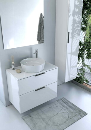 Oristo GEO SKRINKA S DOSKOU 80 cm, biela lesklá KI01-ZB2S-80-1