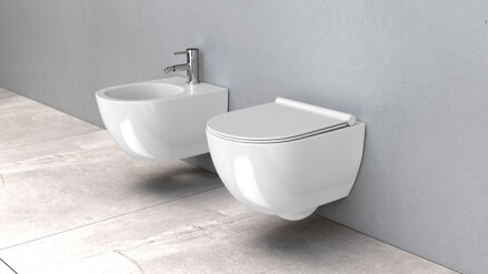 Rea WC CARTER RIMLESS SO SEDÁTKOM DUROPLAST/SLIM/ZM MISA ZÁVESNÁ, lesklá keramická REA-C1450