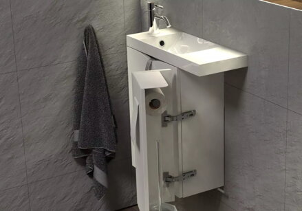 Oristo SIENA SKRINKA S UMÝVADLOM 55 cm, ľavá, biela lesklá OR45-ZD2D-55-1-L