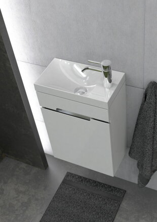 Oristo SILVER MINI SKRINKA S UMÝVADLOM 40 cm, biela lesklá OR33-ZD1D-40-1