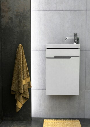 Oristo SILVER MINI SKRINKA S UMÝVADLOM 40 cm, biela lesklá OR33-ZD1D-40-1