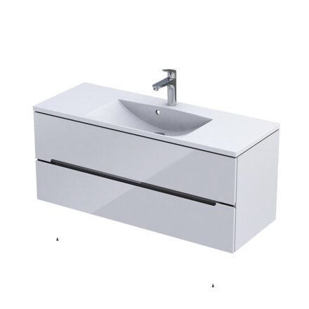 Oristo SILVER UNI SKRINKA POD UMÝVADLO 120 cm, biela lesklá, lišta chróm OR33-SD2S-120-1-V3