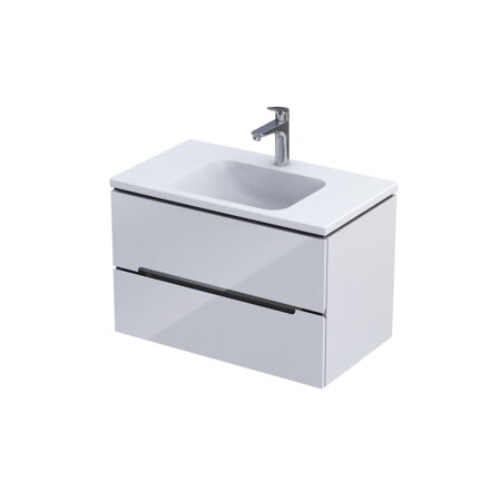 Oristo SILVER UNI SKRINKA POD UMÝVADLO 80 cm, biela lesklá, lišta chróm OR33-SD2S-80-1-V3