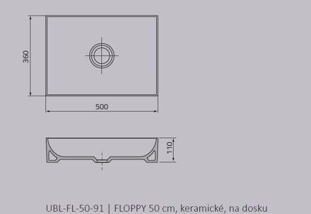 Oristo FLOPPY UMÝVADLO NA DOSKU 50 cm, keramické