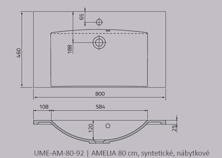 Oristo AMELIA UMÝVADLO NÁBYTKOVÉ 80 cm, liaty mramor UME-AM-80-92