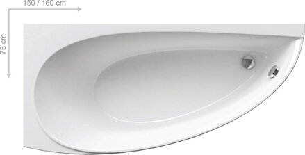 Ravak VAŇA ASYMETRICKÁ AVOCADO 150 L snowwhite CT01000000