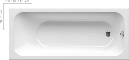 Ravak VAŇA OBDĹŽNIKOVÁ CHROME SLIM 170x75 snowwhite C741300000