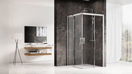 Ravak SPRCHOVÝ KÚT MSRV4-90 / 90 bright alu + transparent 1WV77C00Z1