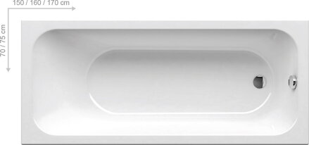 Ravak VAŇA OBDĹŽNIKOVÁ CHROME 150x70 snowwhite C721000000