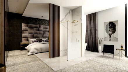 Rea AERO OMBRE BRUSH GOLD/WHITE 120 PEVNÁ SPRCHOVÁ STENA 120x195, zlatá sklo ombre REA-K2466