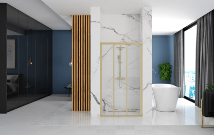 Rea ALEX GOLD BRUSH 120 SPRCHOVÉ DVERE, sklo číre, zlatá brúsená REA-K2501