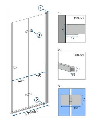 Rea FOLD N2 MODUL SPRCHOVÝ KÚT 90x190, sklo číre, chróm REA-K7442