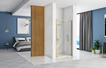 Rea RAPID SWING GOLD BRUSH 100 SPRCHOVÉ DVERE, sklo číre, zlatá brúsená REA-K2503