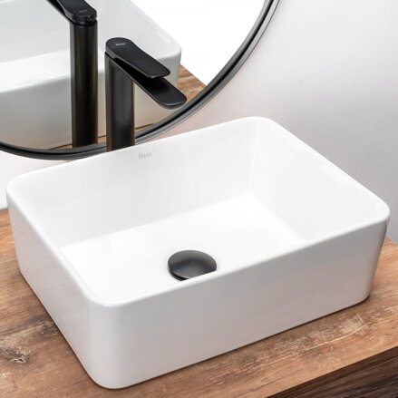 Rea ANITA MINI UMÝVADLO NA DOSKU 41cm, biele keramické REA-U0952