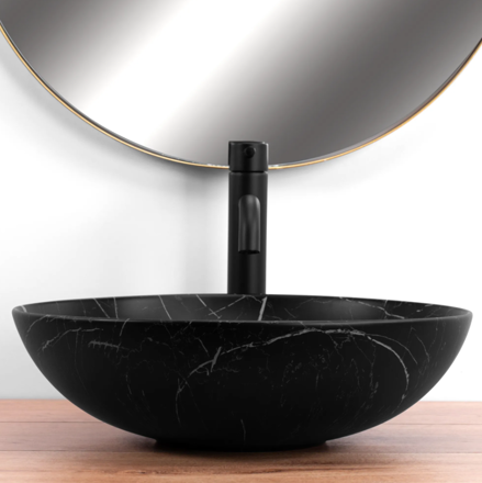 Rea FIBO BLACK MATT UMÝVADLO NA DOSKU, imitácia kameňa keramické REA-U3301