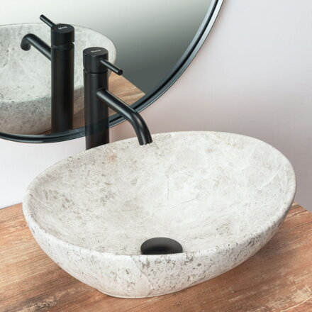 Rea SOFIA LIGHT STONE MATT UMÝVADLO NA DOSKU, imitácia kameňa keramické REA-U0165