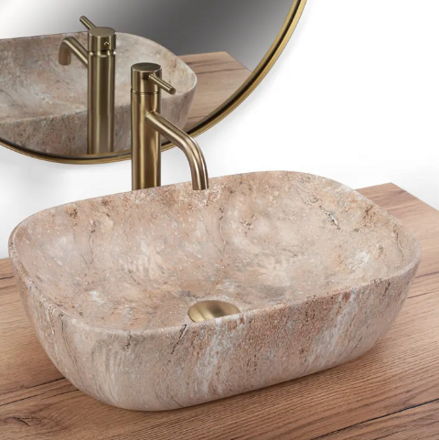 Rea BELINDA SAVANA UMÝVADLO NA DOSKU 46,5cm, imitácia kameňa keramické REA-U3323