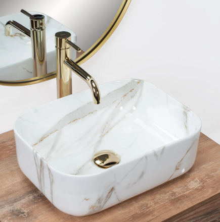 Rea DEMI MINI AIAX SHINY UMÝVADLO NA DOSKU, imitácia kameňa keramické REA-U5065