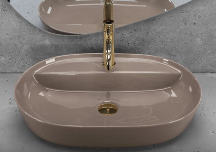 Rea AURA 61 BEIGE SHINY UMÝVADLO NA DOSKU, béžové keramické REA-U6381
