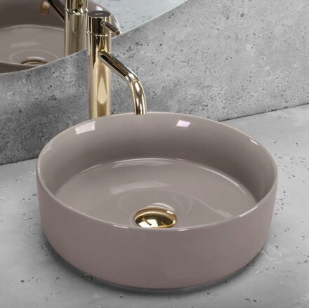 Rea SAMI BEIGE SHINY UMÝVADLO NA DOSKU, béžové keramické REA-U6382