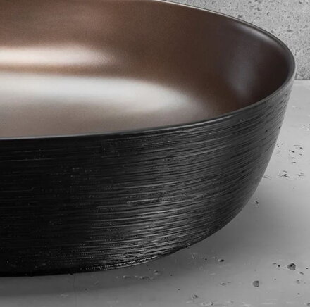 Rea CLEO 61 COPPER BRUSH/BLACK UMÝVADLO NA DOSKU, čierno-medené keramické REA-U6383