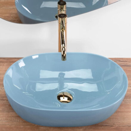 Rea LISA L.BLUE SHINY UMÝVADLO NA DOSKU, modré keramické REA-U6620