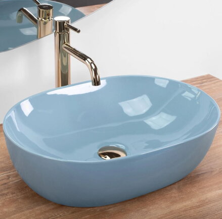 Rea LISA L.BLUE SHINY UMÝVADLO NA DOSKU, modré keramické REA-U6620