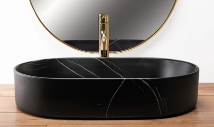Rea NADIA 60 BLACK STONE MATT UMÝVADLO NA DOSKU, imitácia kameňa keramické REA-U8565