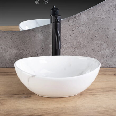 Rea SOFIA MINI CLOUDY UMÝVADLO NA DOSKU, imitácia kameňa keramické REA-U9236