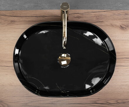 Rea NADIA 50 BLACK STONE UMÝVADLO NA DOSKU, imitácia kameňa keramické REA-U9240