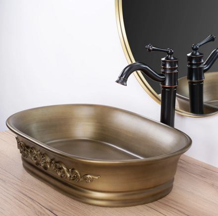 Rea WILMA RUSTIC UMÝVADLO NA DOSKU 55 cm, medené keramické REA-U3305