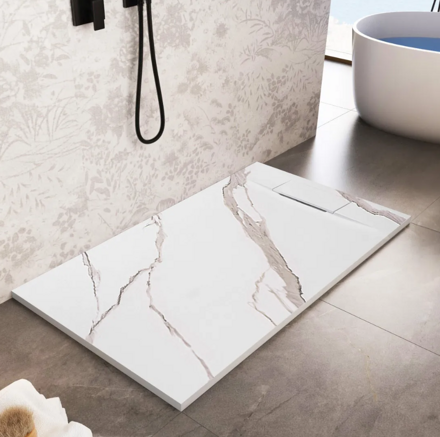 Rea BAZALT CARRARA WHITE OBDĹŽNIKOVÁ SPRCHOVÁ VANIČKA 90x120, imitácia mramoru REA-K7001