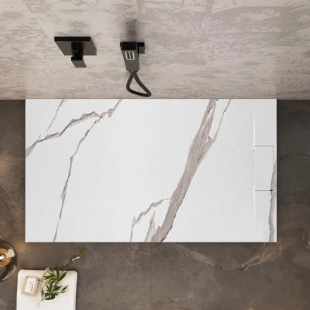 Rea BAZALT CARRARA WHITE OBDĹŽNIKOVÁ SPRCHOVÁ VANIČKA 90x120, imitácia mramoru REA-K7001