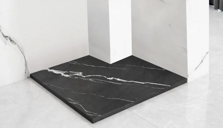 Rea BAZALT CARRARA BLACK ŠTVORCOVÁ SPRCHOVÁ VANIČKA 90x90, imitácia mramoru REA-K7003