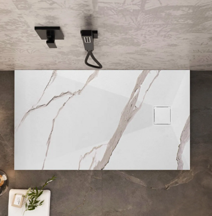 Rea MAGNUM CARRARA WHITE OBDĹŽNIKOVÁ SPRCHOVÁ VANIČKA 90x120, imitácia mramoru REA-K7006